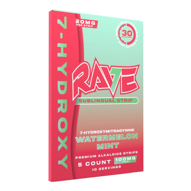 Rave - Watermelon Mint 7-Hydroxy Sublingual Strips - 20mg 5ct